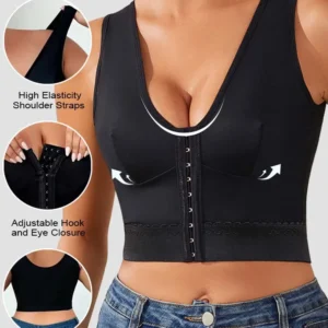 Women Push Up Underwear Shockproof Sports Support Fitness Vest Bras Front Closure Posture Corrector Lift Up No Underwire Bra