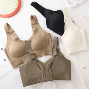 2Pcs/Set V-neck Plus Size Bras For Women Non-wire Push Up Bra Comfort Shoulder Straps Padded Underwear Female Intimates M-4XL