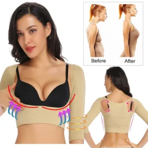 Womens Upper Arm Shapers Compression Long Sleeves Arm Shapewear Humpback Posture Corrector Shoulder Breast Support Push Up Tops